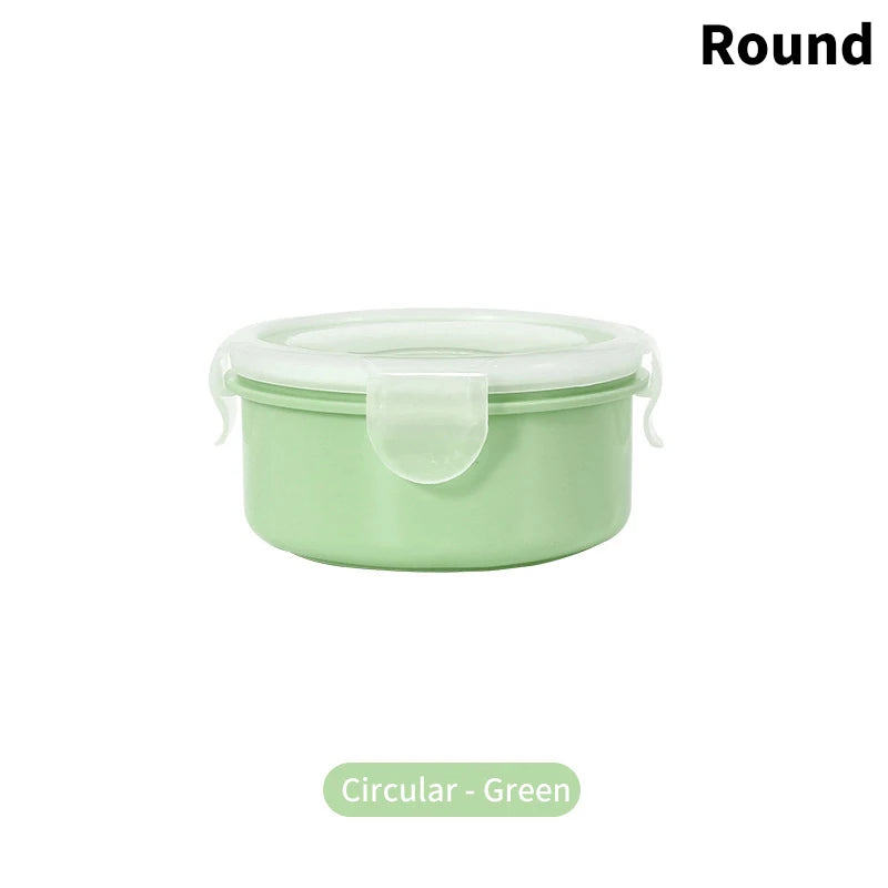 Mini Refrigerator Crisper Small Lunch Box Plastic Airtight Jar Storage Box Round Kitchen Insulated Lunch Box Organizer Snack Box