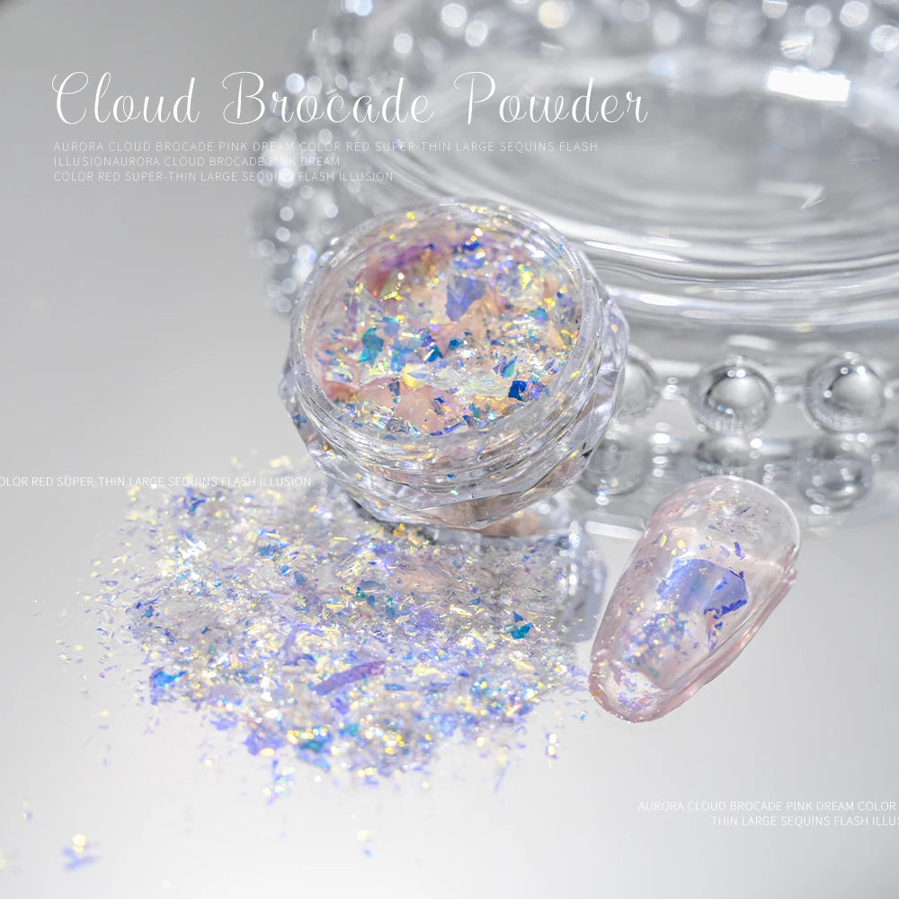Pearl White Nails Glitter Aurora - Hailey Bieber Nails Moonlight Powders Fritillary Shell Mirror Pigment Nail Decoration