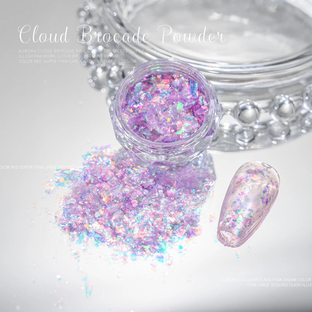 Pearl White Nails Glitter Aurora - Hailey Bieber Nails Moonlight Powders Fritillary Shell Mirror Pigment Nail Decoration