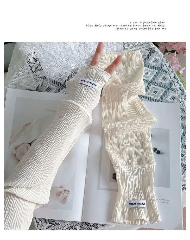 Ice silk sunscreen sleeves, solid color, simple Korean version, driving, cycling, sun shading, UV protection, summer