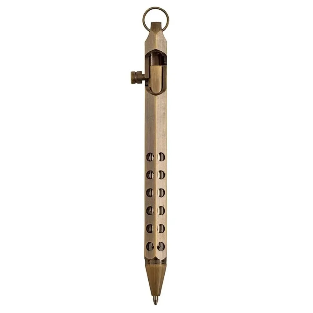 Retro Brass Pen Bolt Action Signature Ballpoint Pen for Business Christmas Birthday School Student Office Stationery