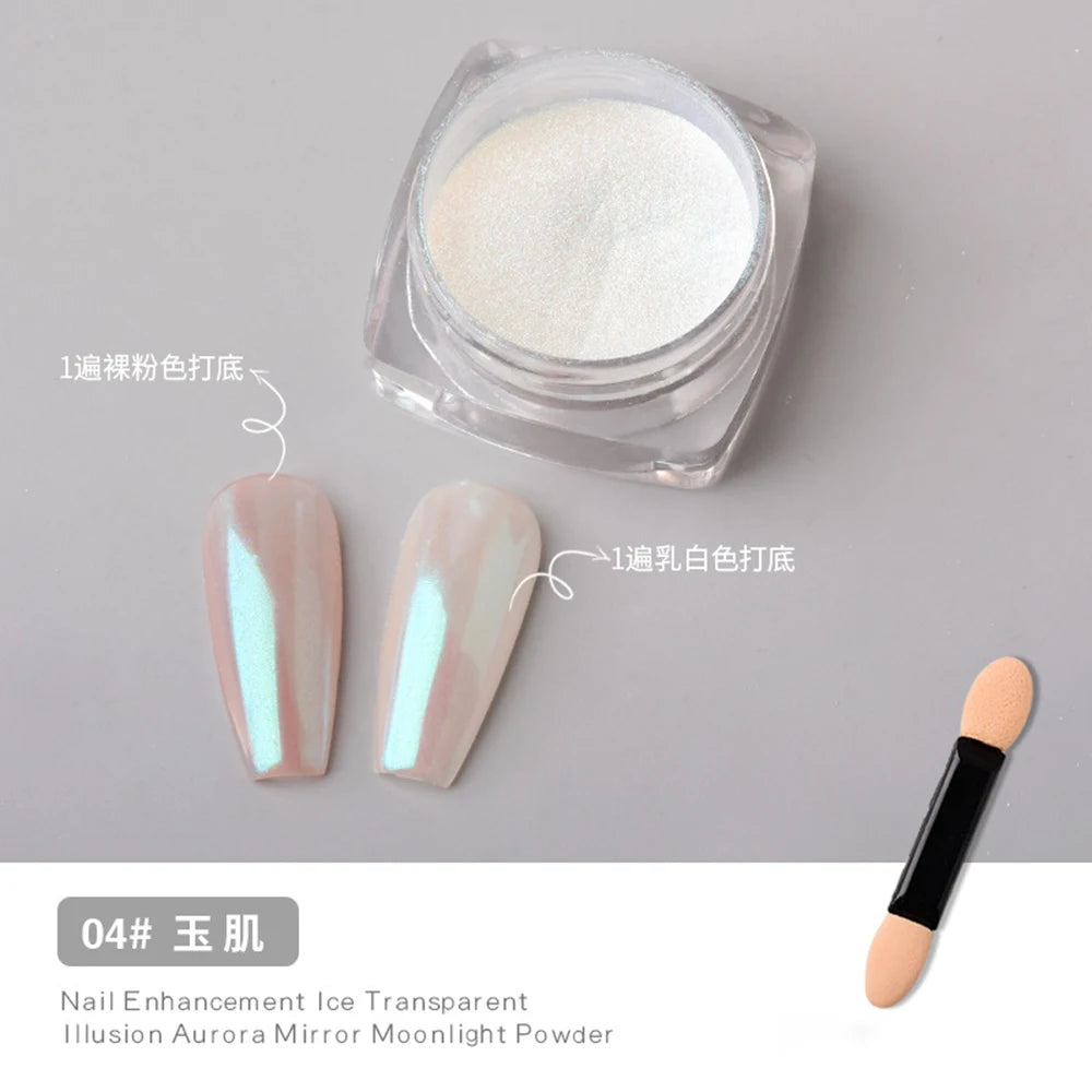 Pearl White Nails Glitter Aurora - Hailey Bieber Nails Moonlight Powders Fritillary Shell Mirror Pigment Nail Decoration