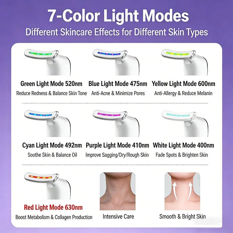 7 Colors LED Neck Face Massager Face Sculpting Tool Skin Rejuvenation Device Facial Lifting Beauty Machine Skin Care Instrument
