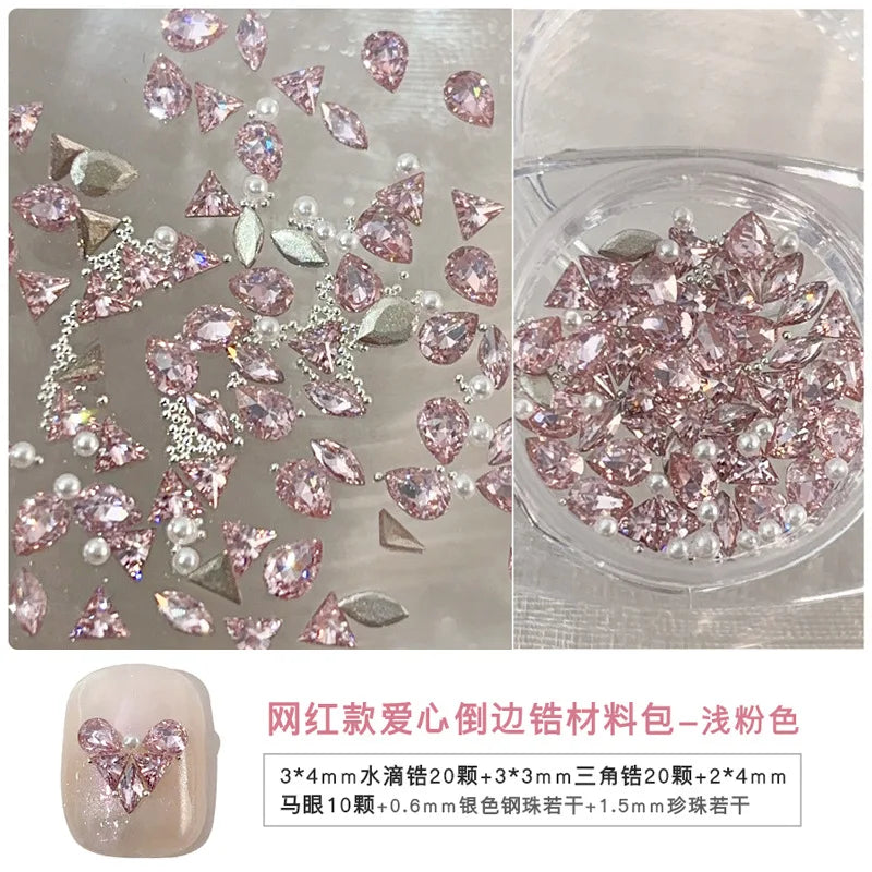 50PCS 3D Mini Zircon Nail Art Rhinestone Crystal Diamond Accessories For Glitter Manicure Nails Decoration Supplies Material