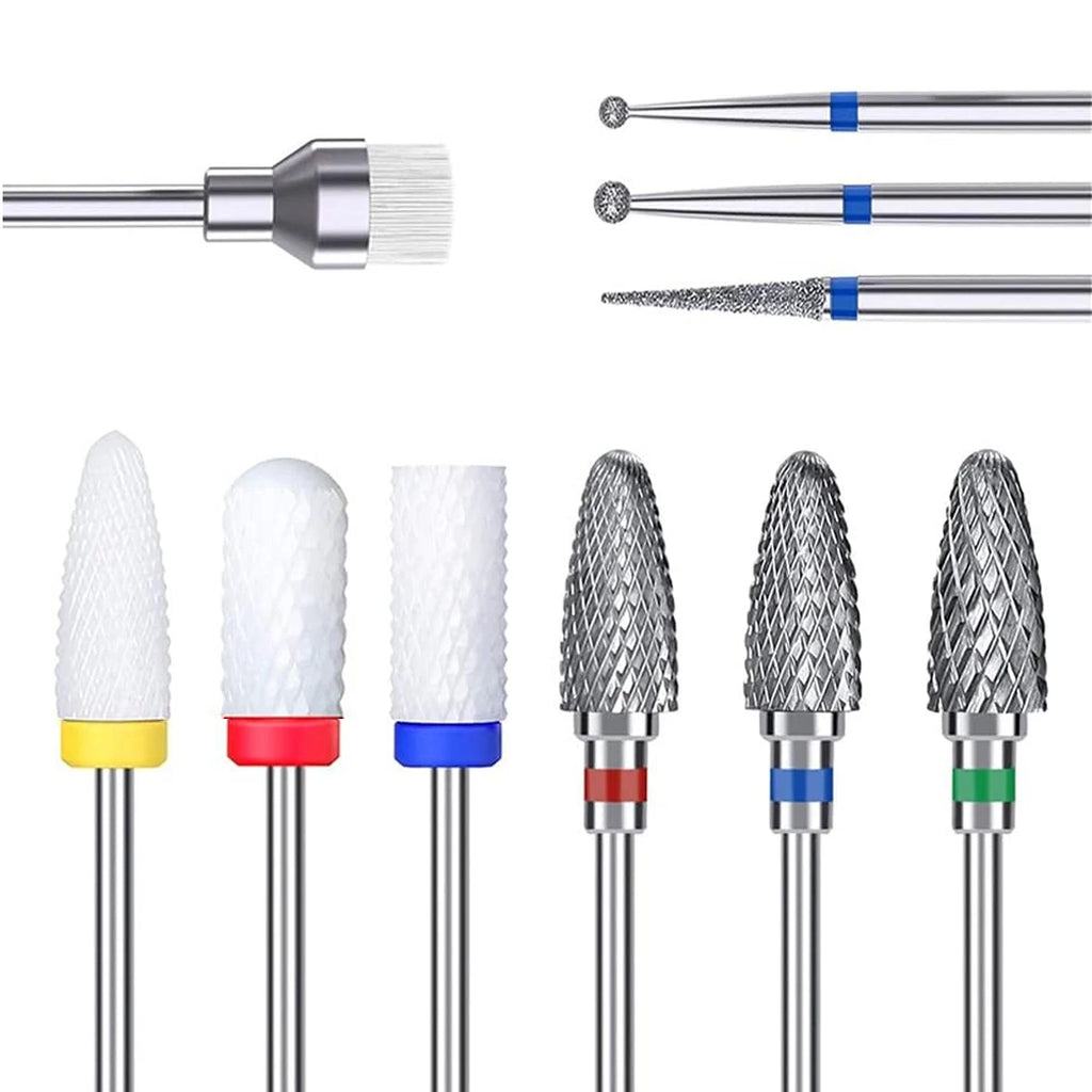 10pcs Nail Bits for Nail Drill,Ceramic Drill Bits for Nails Sets Acrylic,Cuticle Drill Bits for Nails Carbide Remover Bits