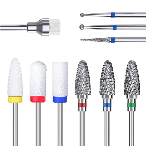 10pcs Nail Bits for Nail Drill,Ceramic Drill Bits for Nails Sets Acrylic,Cuticle Drill Bits for Nails Carbide Remover Bits