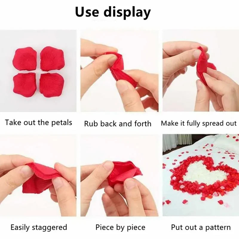 1000Pcs Top Colorful Artificial Fake Rose Petals Red White Gold Roses Petal Flowers Romantic Wedding Party Valentine Decor