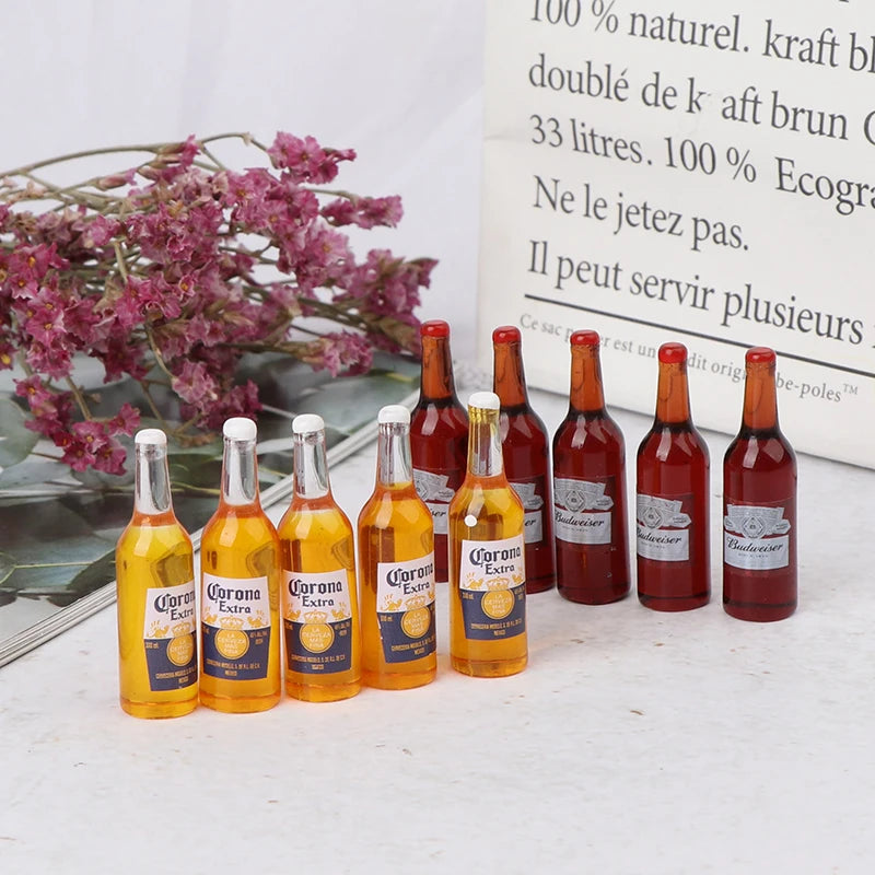 1 Set 1/12 Miniature Wine Bottles Dollhouse Kitchen Accessories - Mini Dolls House Living Room Accessories Beer Drink Bottles