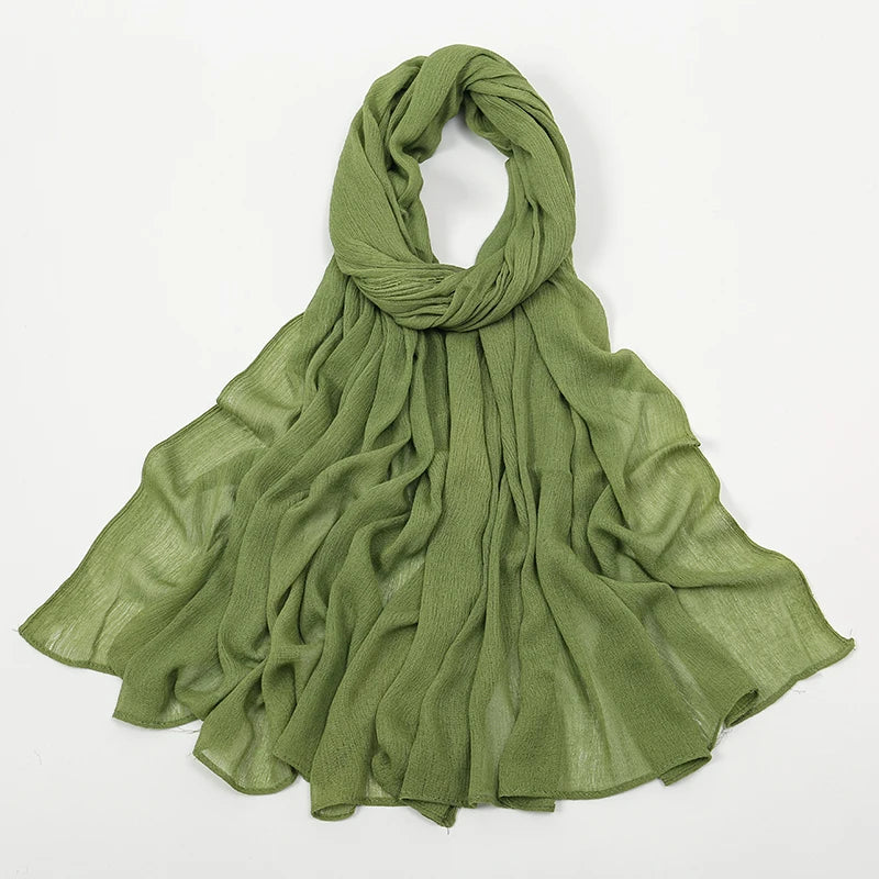 New Arrival Crinkle Rayon Hijab Women Muslim Scarf Shawls Solid Headscarf Wraps Big Size Plain Islamic Turban Headbands Foulard