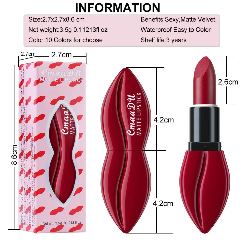 Natural Smooth Matte Waterproof Velvet Nude Lipstick Sexy Red Brown Lip Stick Pigments Makeup Lipgloss Long Lasting Profissional