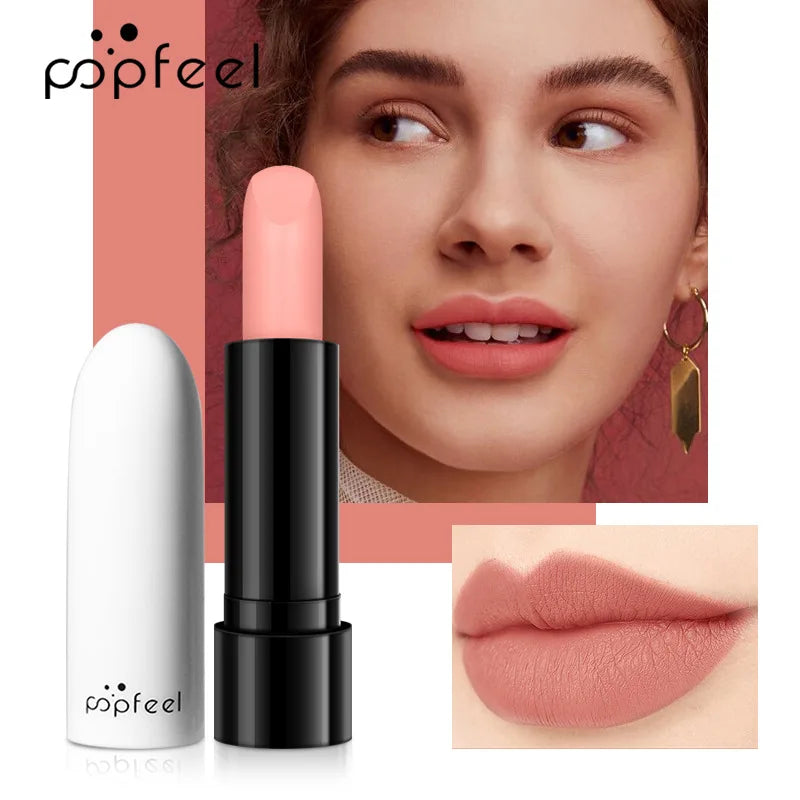 High Quality Popfeel Waterproof Lasting Matte Luxury Velvet Lipstick Make up Smudge-Free Pigmented Lipsticks Lip Gloss Cosmetics