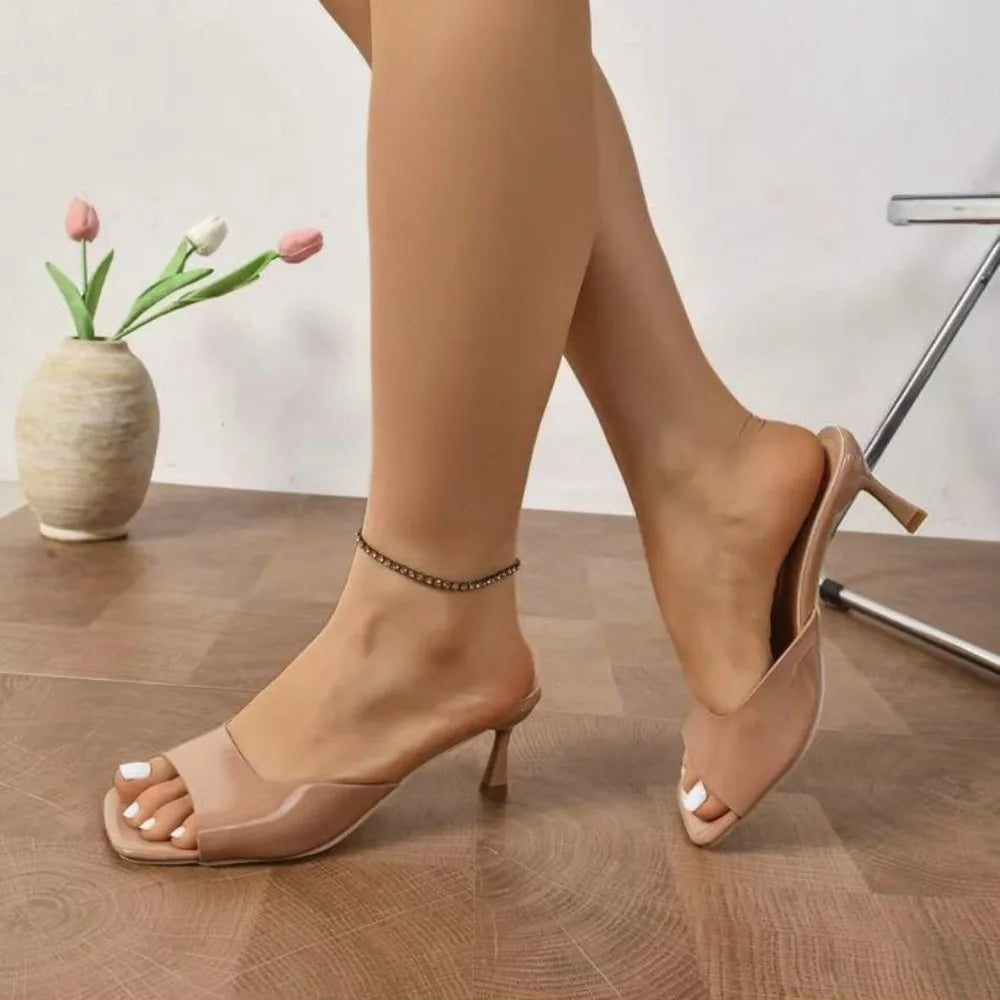 Fashion Fish Mouth Slippers Summer Comfort Dress Shoes Sexy Open Toe Stiletto Sandals Elegant Office Women High Heels
