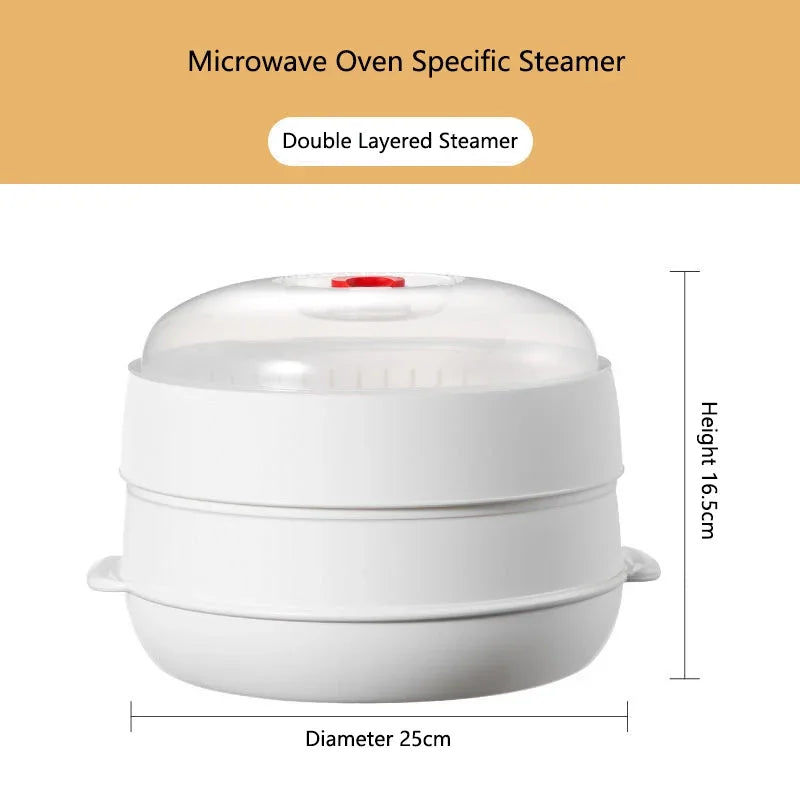 COOKER KING Microwave Heating Steamer Large Capacity Household Kitchen Steamer Box with Steam Vent