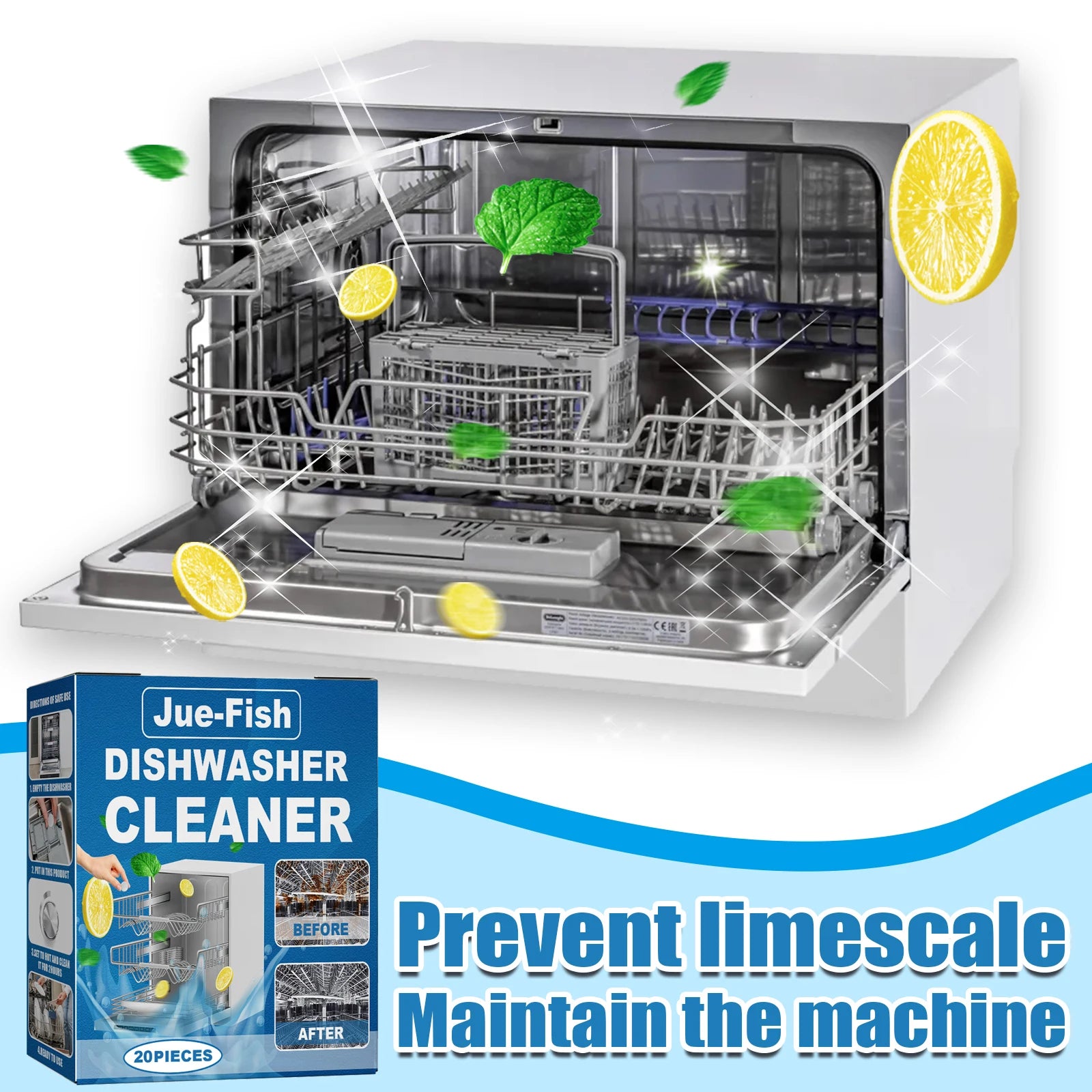 Dishwasher Cleaner Strong Oil Stain Removal Descaling Detergent Tablets Kitchen Cleaning Tools for Dishwasher Washing Machine