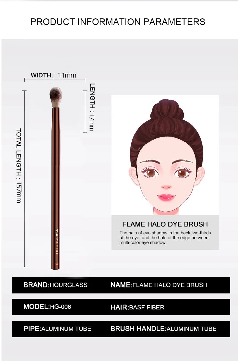 Hourglass Makeup Brush- No.6 Tapered Blender Brush Soft and Skin-friendly Fiber Hair Fashion Design Single Eye Brush