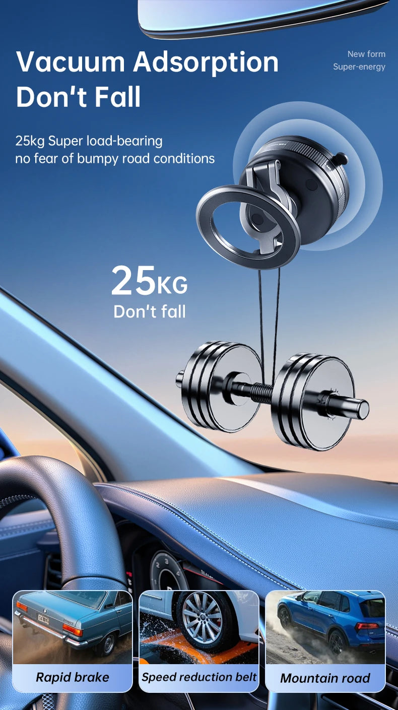 Zinc Alloy Vacuum Phone Holder 360 Suction Car Mount Dashboard Holder Universal Phone Holder for Car Gym Kitchen Car Accessories