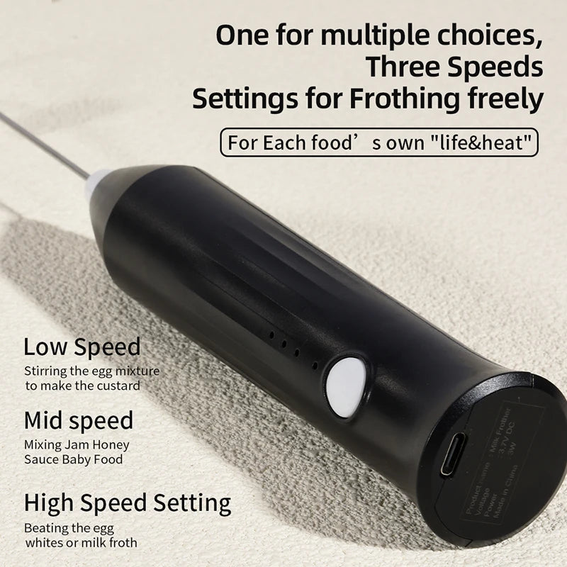 MINI Coffee Frother USB Rechargeable 3 Speeds Foam Maker Coffee Milk Mixer Electric Handle Blender Egg Beater Hot Cooking Tools