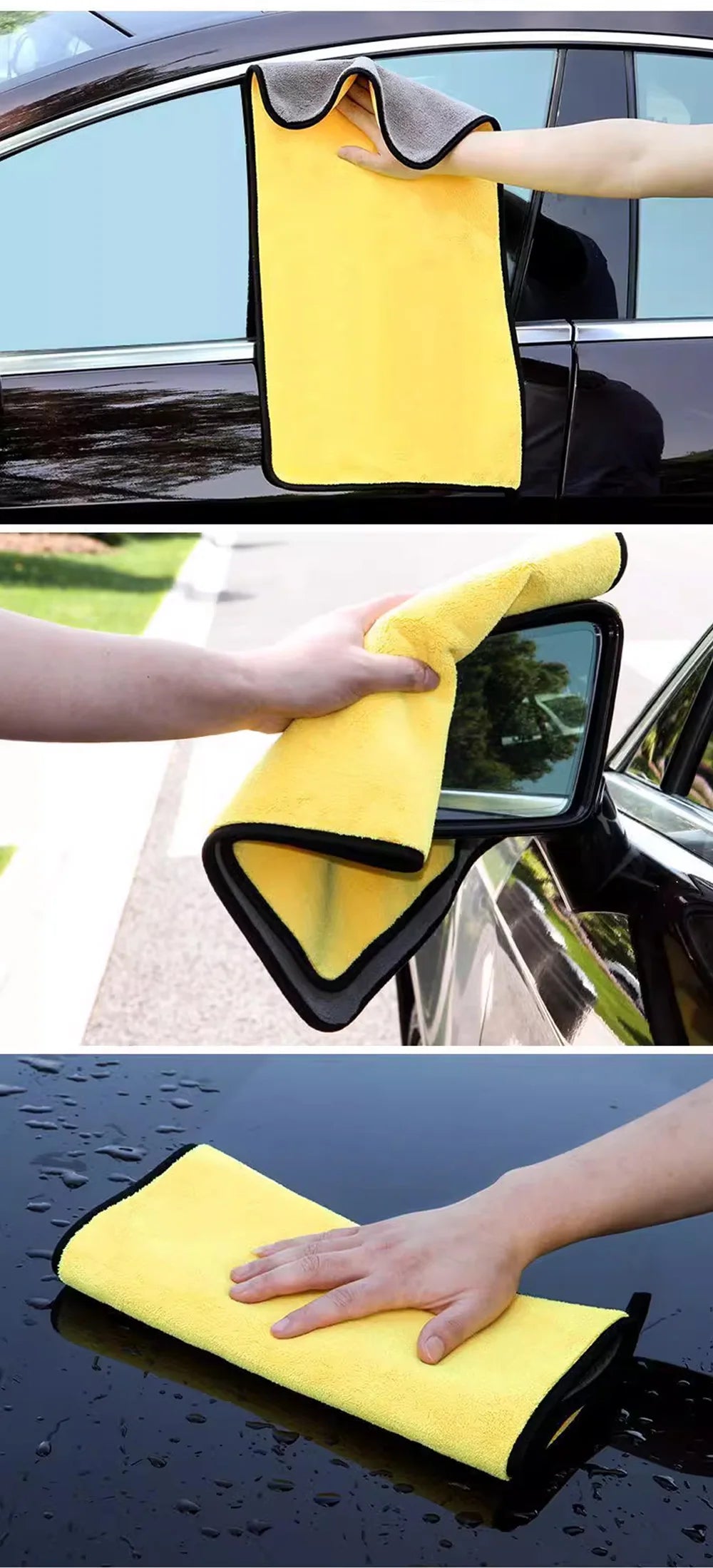 SEAMETAL 3/5/10Pcs Car Wash Microfiber Towel 30x30/60CM Car Cleaning Drying Cloth Hemming Car Care Cloth Car Wash Accessories