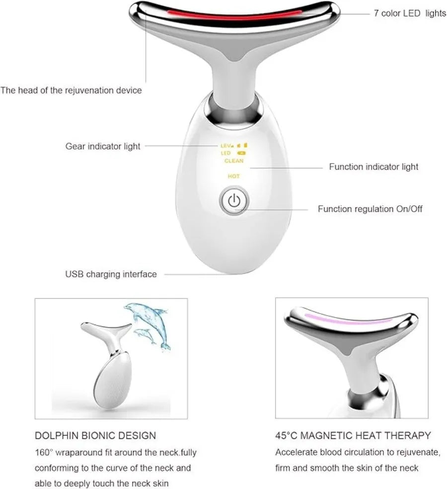Electric Neck Massager Facial Lift with Seven Light Modes LED Skin Tightening Beauty Instrument