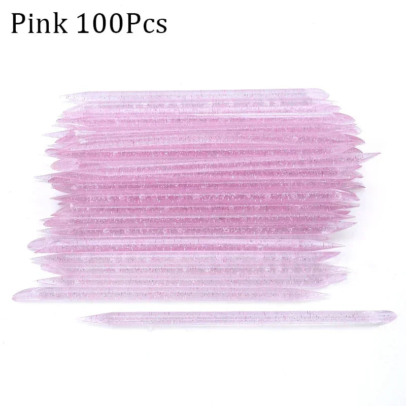50/100 Pcs Reusable Double-Ended Cuticle Tool - Crystal Nail Art Pusher for Manicure & Pedicure