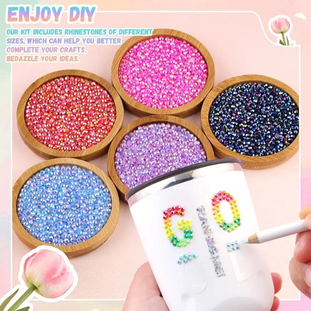1Box/1Set Hot Selling Flash Nail Rhinestones Bedazzling Kit 3mm Multi-style Colorful Resin Nail Diamond Jewelry DIY Nails Parts