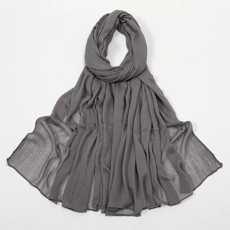 New Arrival Crinkle Rayon Hijab Women Muslim Scarf Shawls Solid Headscarf Wraps Big Size Plain Islamic Turban Headbands Foulard