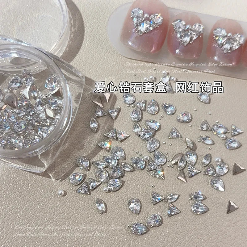 50PCS 3D Mini Zircon Nail Art Rhinestone Crystal Diamond Accessories For Glitter Manicure Nails Decoration Supplies Material