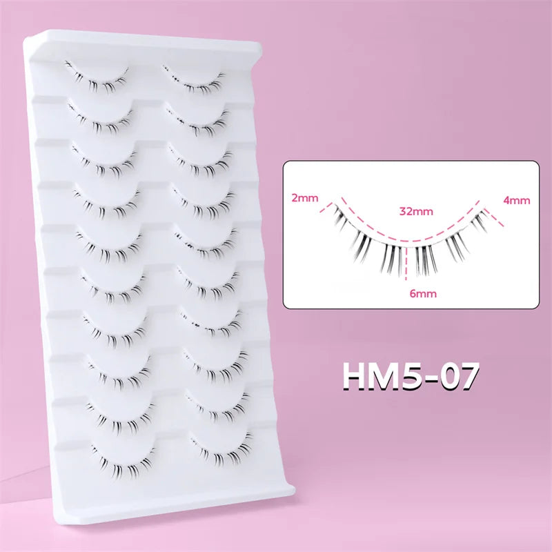 10Pairs Lower Eyelashes Pack Under Eye Lashes Soft Lower Eyelashes 100% Handmade Clear Band Manga Bottom Lashes Makeup Tools