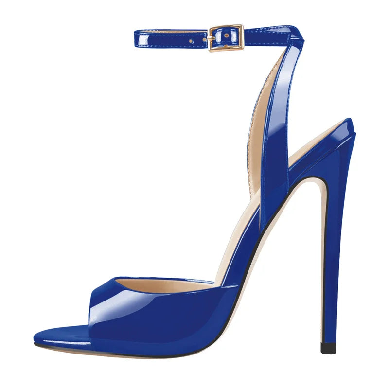 Onlymaker Women  Peep Toe 12CM Thin High Heels Pumps Sandals Ladies Buckle Strap Open Toe Big Size Summer Stiletto Sandals