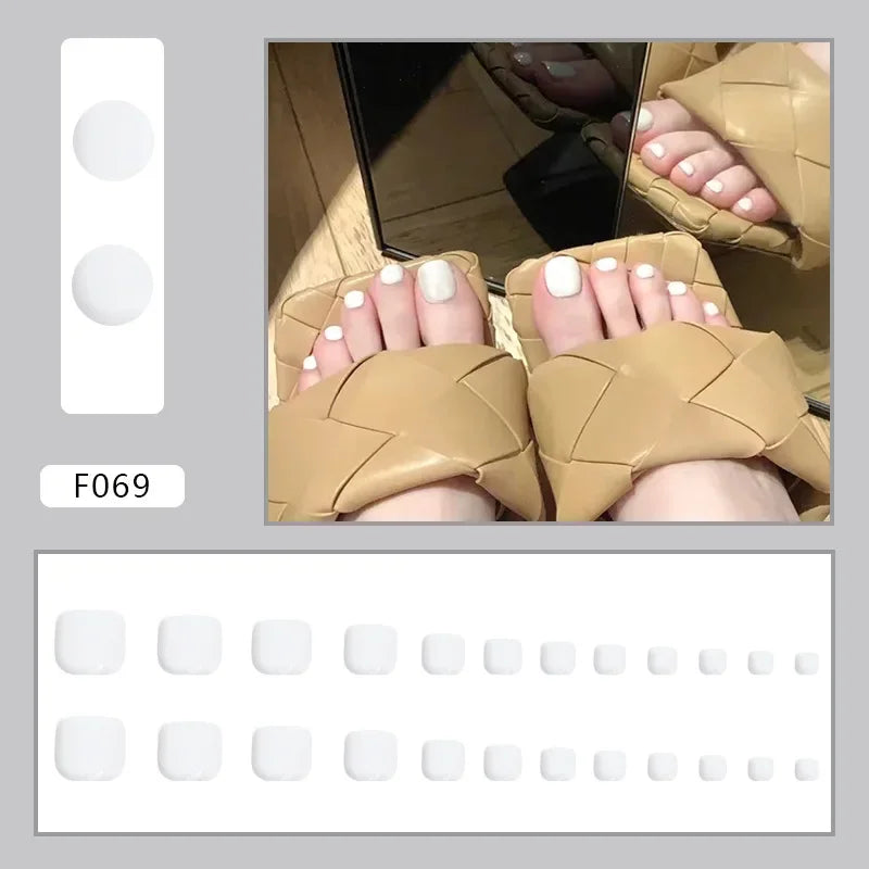 Simple French Press on Nails Fake Nails Tips with Sticker False Toenail Design Butterfly Lovely Girl False Toenail