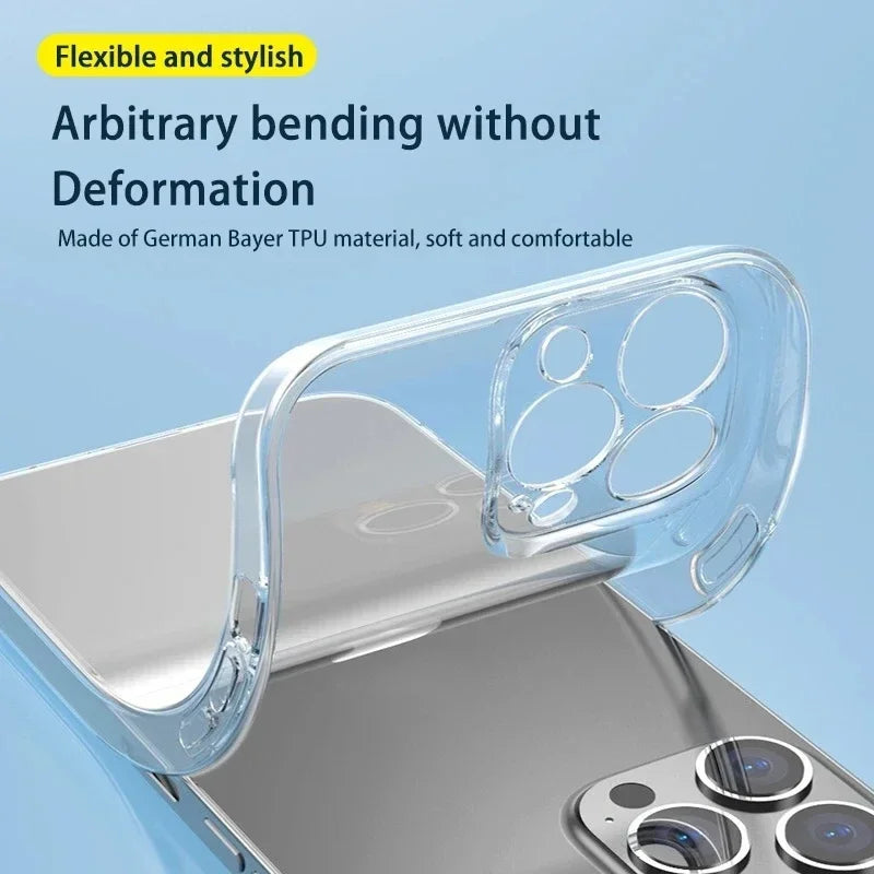 Clear Phone Case For iPhone 14 11 12 13 15 Pro Max Silicone Soft TPU Cover Case For iPhone 12 13 Mini 14 Plus 16 Plus Back Cover