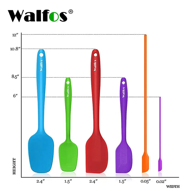 WALFOS Food Grade Non Stick Butter Cooking Silicone Spatula Set Heat Resistant Kitchen Silicone Scraper Spatulas & Mini Spatulas