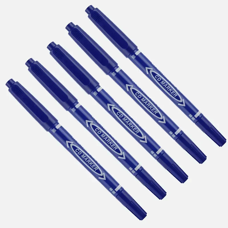 5/10PCs Permanent Marker Black/Blue/Red Oil Marker Pen Twin Tip Fine Nid Marker Ink Stationery Items School & Office Supplies