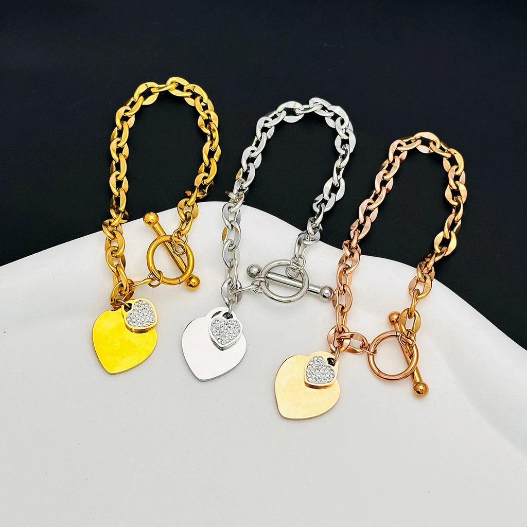 Fashionable Niche Design Love Jewelry Versatile Bracelet Versatile Temperament Peach Heart Ot Buckle New Style Bracelet