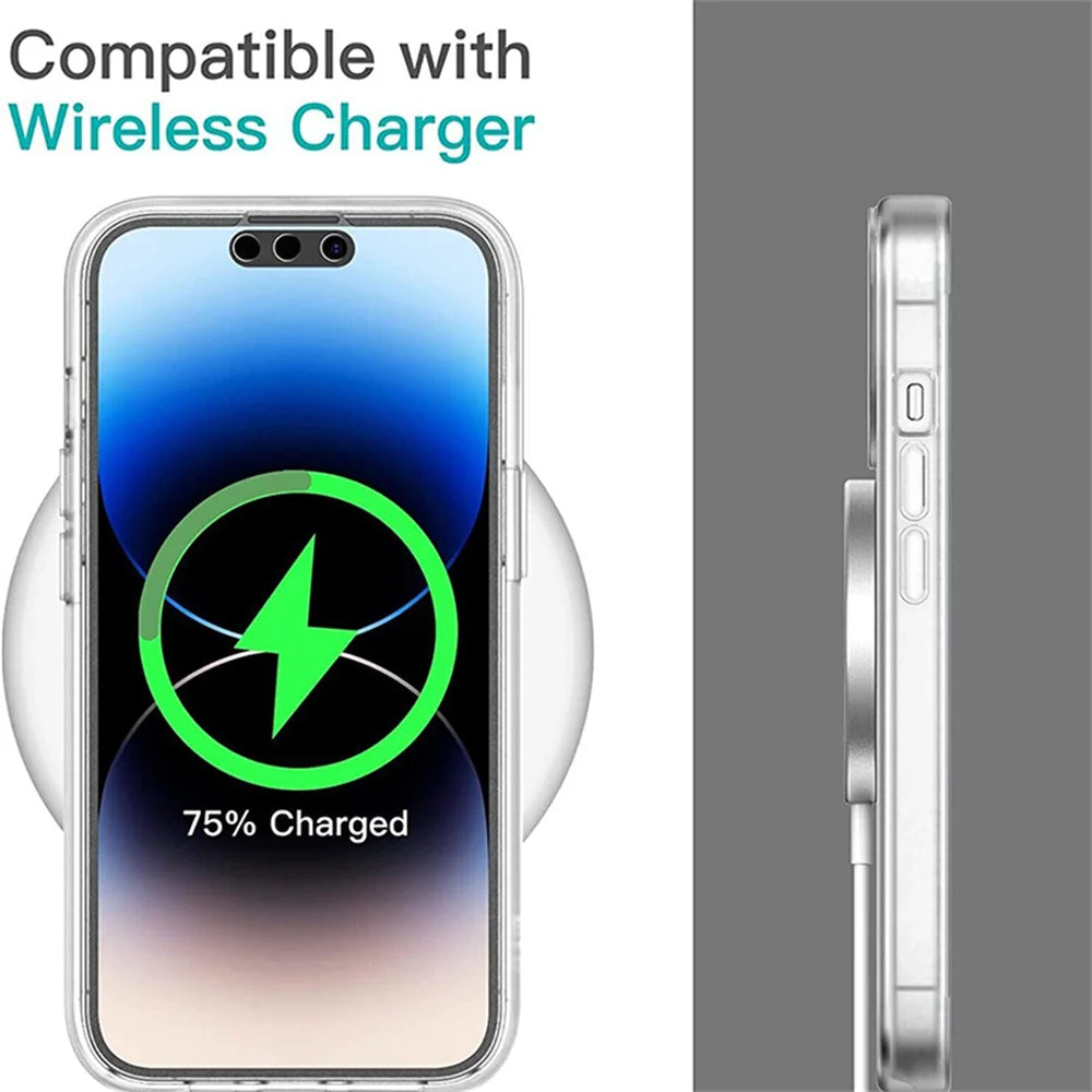 360 Full Body Front Back Clear Protective Phone Case For iPhone 17 16 15 12 13 14 11 Pro XS Max 7 8 Plus Soft Hard Back Cover