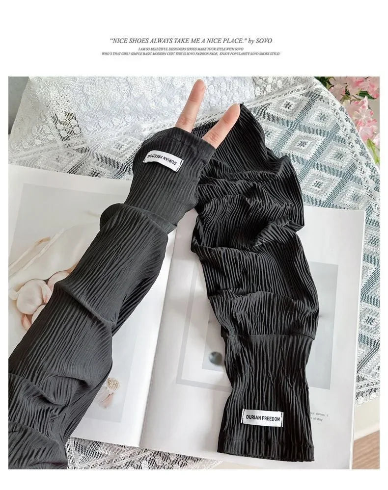 Ice silk sunscreen sleeves, solid color, simple Korean version, driving, cycling, sun shading, UV protection, summer