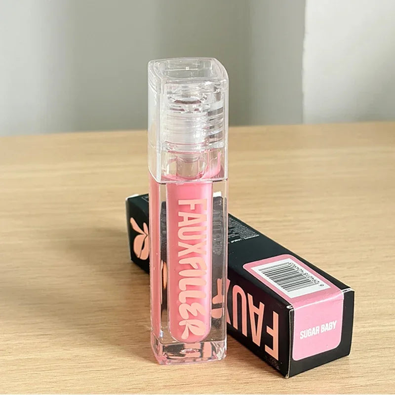 ROD Lipstick Makeup Non-Sticky Lip Gloss Hydrating Crystal Clear Lip Oil Plumping Moisturize Tinted Lipstick Natural Lip Makeup