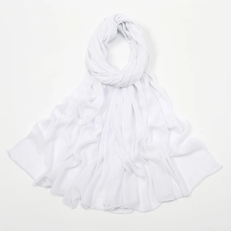 New Arrival Crinkle Rayon Hijab Women Muslim Scarf Shawls Solid Headscarf Wraps Big Size Plain Islamic Turban Headbands Foulard