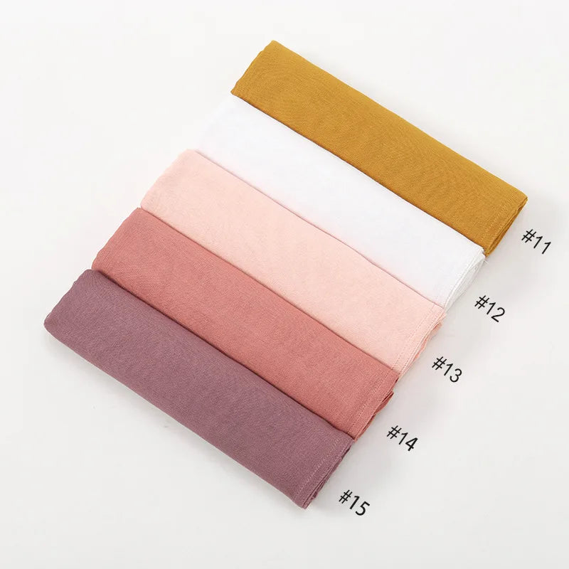 New Muslim Hijabs for Women Scarf Thin Plain Shawls Femme Musulman Soft Viscose Rayon Headscarf Islamic Turban Headband 190x85cm