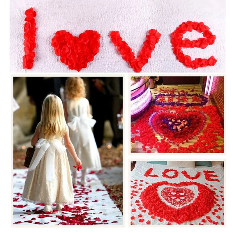 1000Pcs Top Colorful Artificial Fake Rose Petals Red White Gold Roses Petal Flowers Romantic Wedding Party Valentine Decor