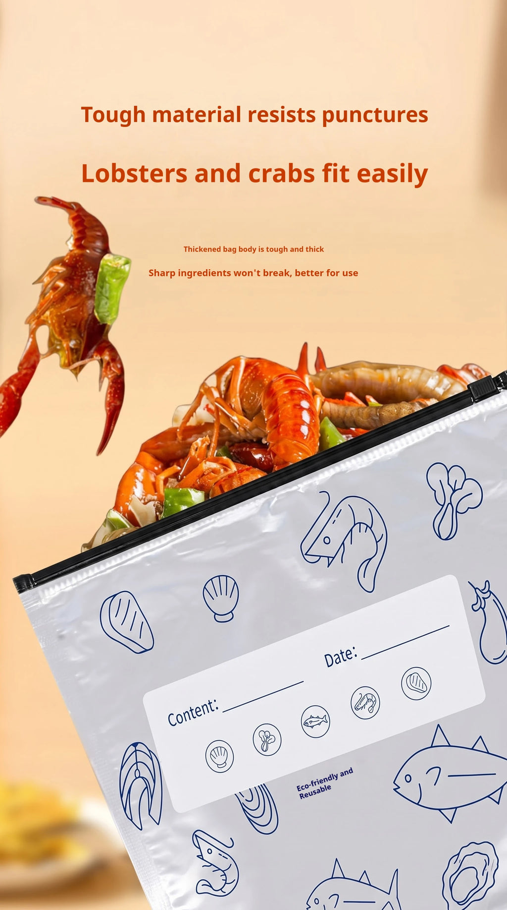 60pcs Aluminum Foil Food Sealable Storage Bags, Freezer Bags, Up Sealable Bags with Label And Zip Lock, Zip Seal Food Bags