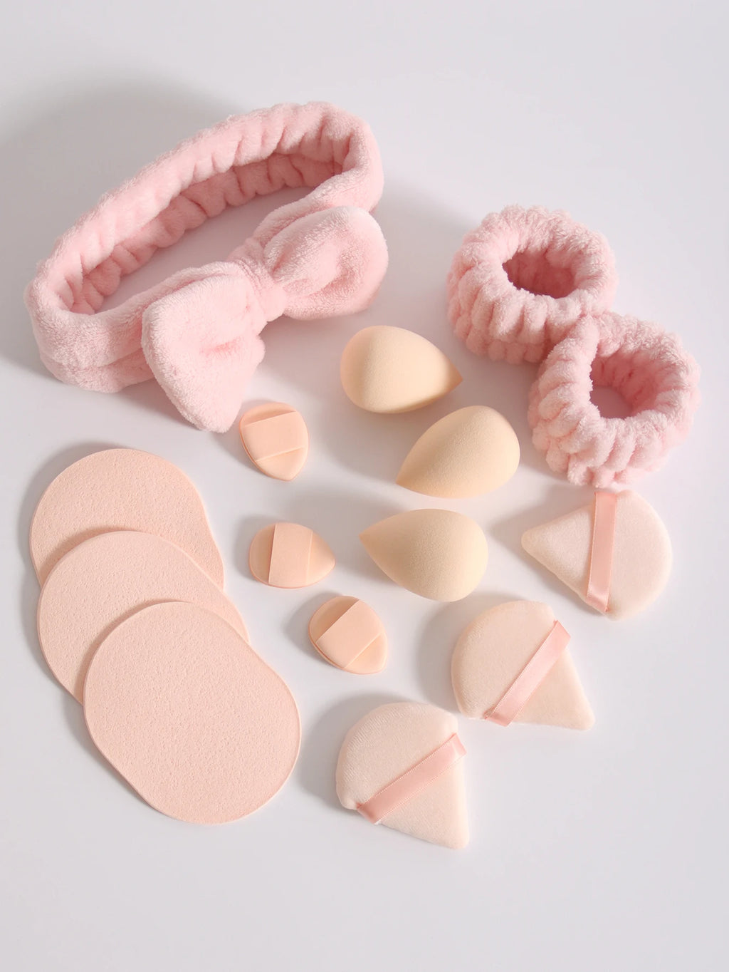 15Pcs Cosmetic Puff Makeup Sponge Blender Beauty Egg Foundation Sponges Puff Wash Face Headband Wristband Make up Accessories