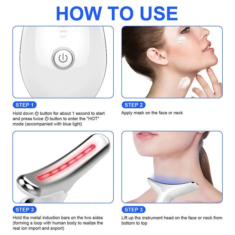 7 Colors LED Neck Face Massager Face Sculpting Tool Skin Rejuvenation Device Facial Lifting Beauty Machine Skin Care Instrument