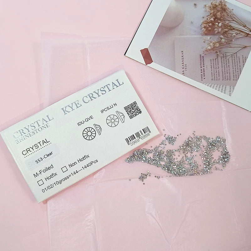 1440Pcs/Pack Flatback 3D Glass Swarovsky DIY Nails Rhinestones Art Decoration Shiny Crystal Stones Gems Manicure