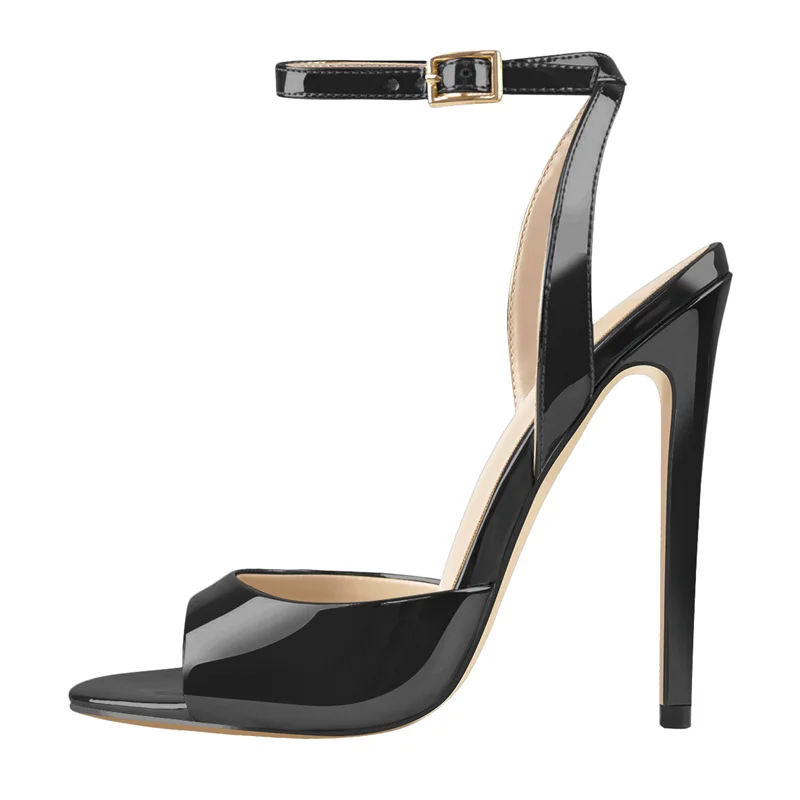 Onlymaker Women  Peep Toe 12CM Thin High Heels Pumps Sandals Ladies Buckle Strap Open Toe Big Size Summer Stiletto Sandals