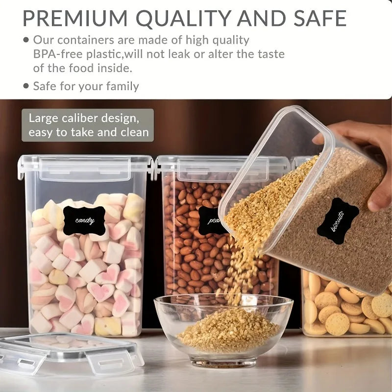 6Pcs Airtight Food Storage Containers Kitchen Pantry Storage Containers For Sugar, Flour And Baking Supplies Kitchen Accessories