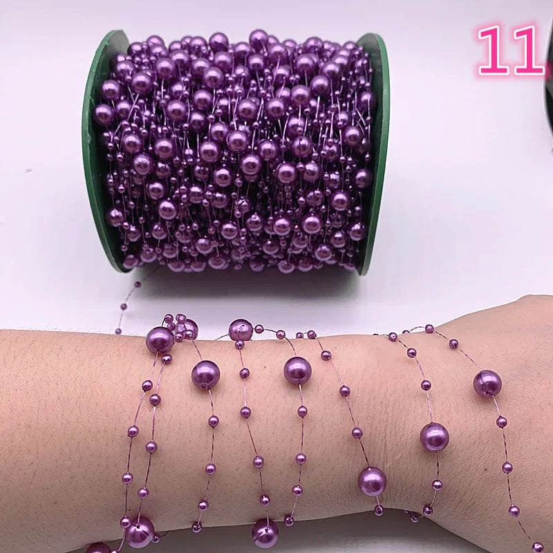 NEW 5yards Fishing Line Artificial Pearls Flower Beads Chain Garland Flowers Wedding Party Decoration Diy