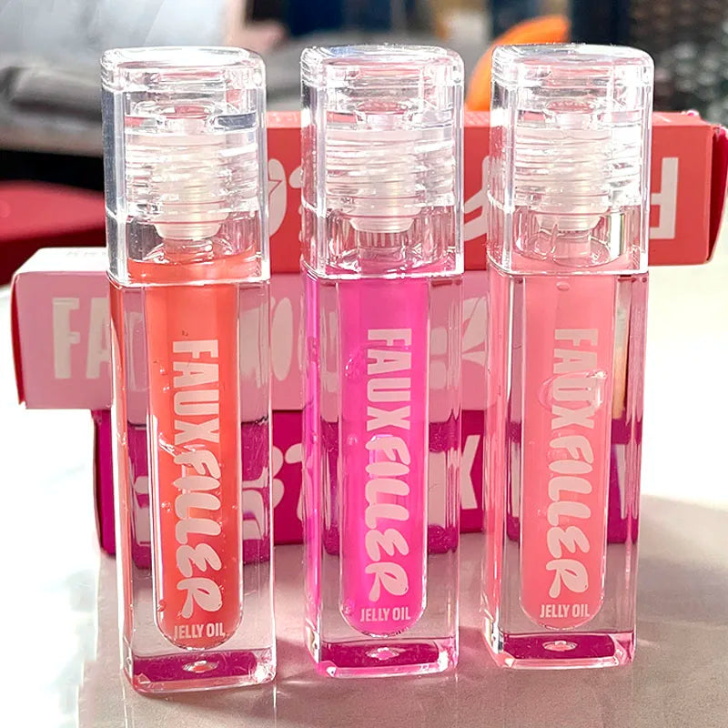 ROD Lipstick Makeup Non-Sticky Lip Gloss Hydrating Crystal Clear Lip Oil Plumping Moisturize Tinted Lipstick Natural Lip Makeup