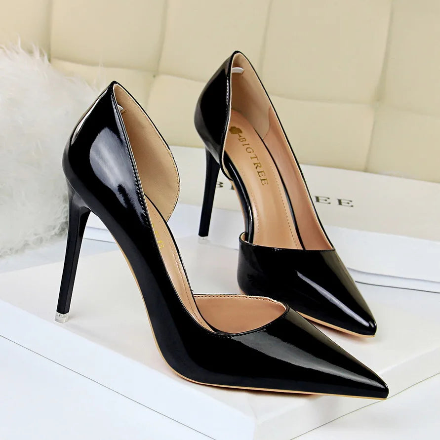 Women 10.5cm High Heels Pumps Lady Stripper Stiletto Metallic Leather Scarpins Wedding Heels Catwalk Party Silver Gold Shoes