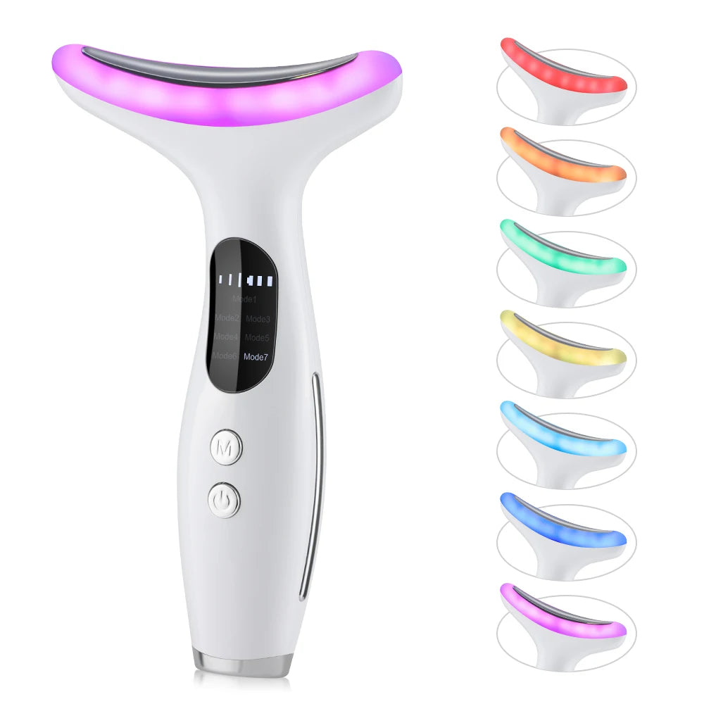 EMS Micro-current Neck & Face Beauty Device LED IPL Skin Rejuvenation Double Chin Reducer Facial Lifter Skin Tightening Massager